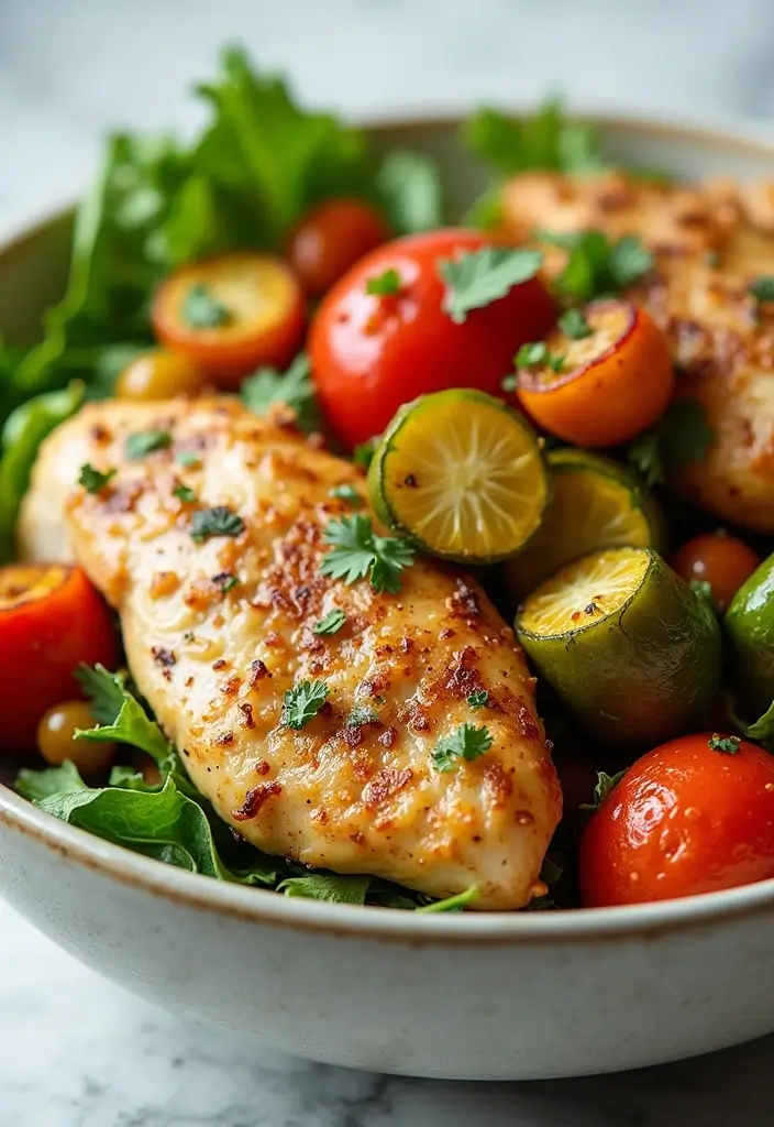 28 Low Cholesterol Chicken Recipes That Are Heart-Healthy and Delicious 23 28 Low Cholesterol Chicken Recipes That Are Heart-Healthy and Delicious - 22. Chicken and Roasted Vegetable Salad