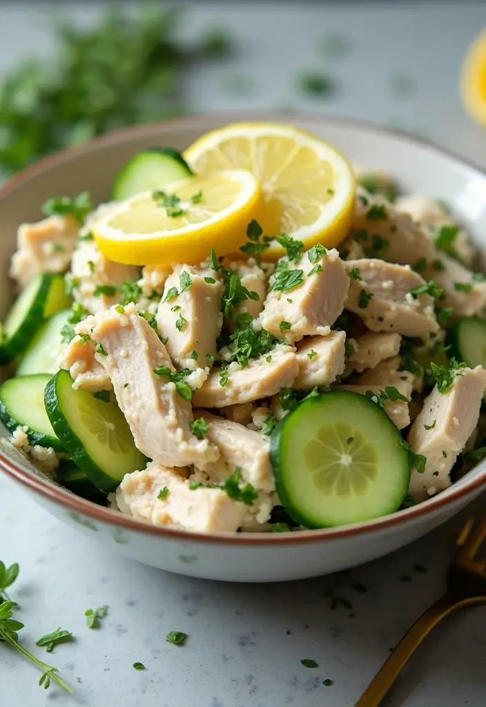 28 Low Cholesterol Chicken Recipes That Are Heart-Healthy and Delicious 27 28 Low Cholesterol Chicken Recipes That Are Heart-Healthy and Delicious - 26. Chicken and Cucumber Salad