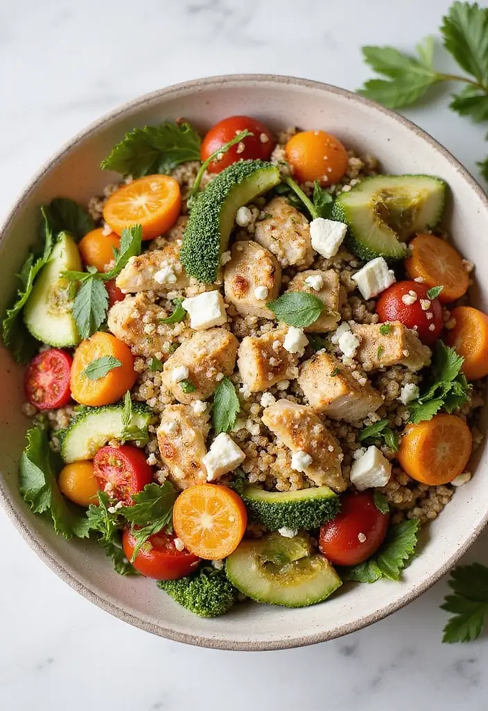 28 Low Cholesterol Chicken Recipes That Are Heart-Healthy and Delicious 6 28 Low Cholesterol Chicken Recipes That Are Heart-Healthy and Delicious - 5. Mediterranean Chicken Quinoa Bowl