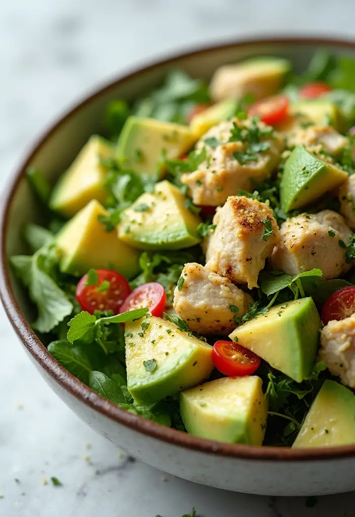28 Low Cholesterol Chicken Recipes That Are Heart-Healthy and Delicious 8 28 Low Cholesterol Chicken Recipes That Are Heart-Healthy and Delicious - 7. Chicken and Avocado Salad with Lime Vinaigrette