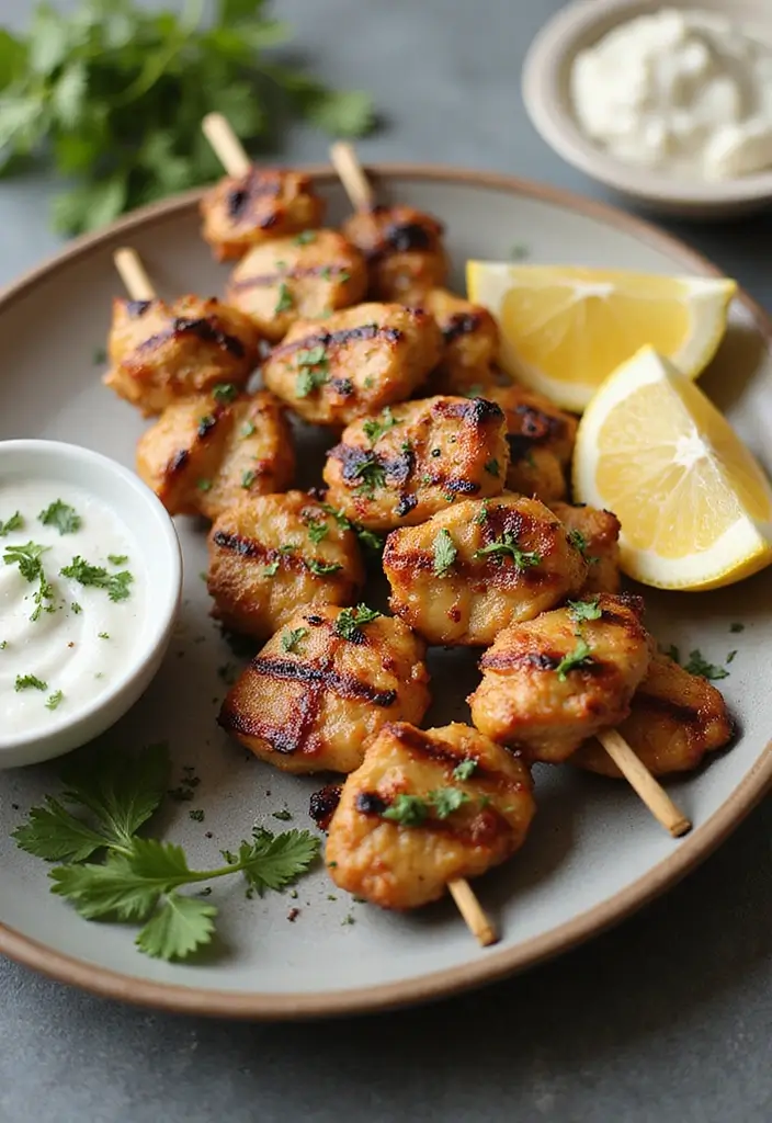 28 Low Cholesterol Chicken Recipes That Are Heart-Healthy and Delicious 10 28 Low Cholesterol Chicken Recipes That Are Heart-Healthy and Delicious - 9. Chicken Souvlaki with Tzatziki