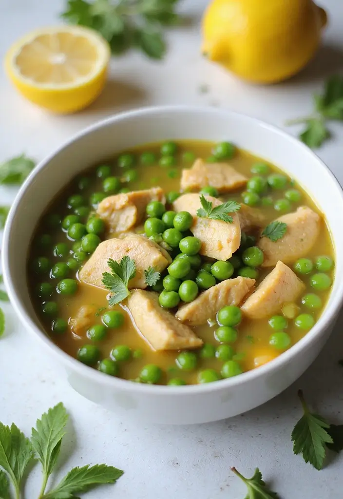 29 Greek Lemon Chicken Soup Recipes That Feel Warm & Bright 18 29 Greek Lemon Chicken Soup Recipes That Feel Warm & Bright - 17. Lemon Chicken Soup with Peas