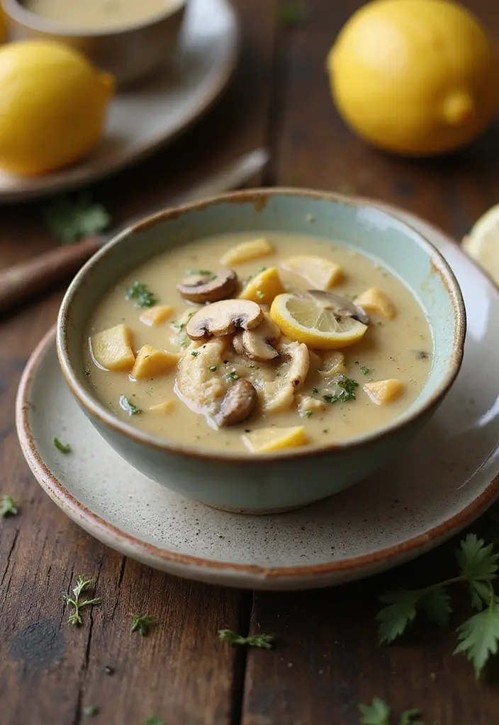 29 Greek Lemon Chicken Soup Recipes That Feel Warm & Bright 21 29 Greek Lemon Chicken Soup Recipes That Feel Warm & Bright - 20. Lemon Chicken Soup with Mushrooms