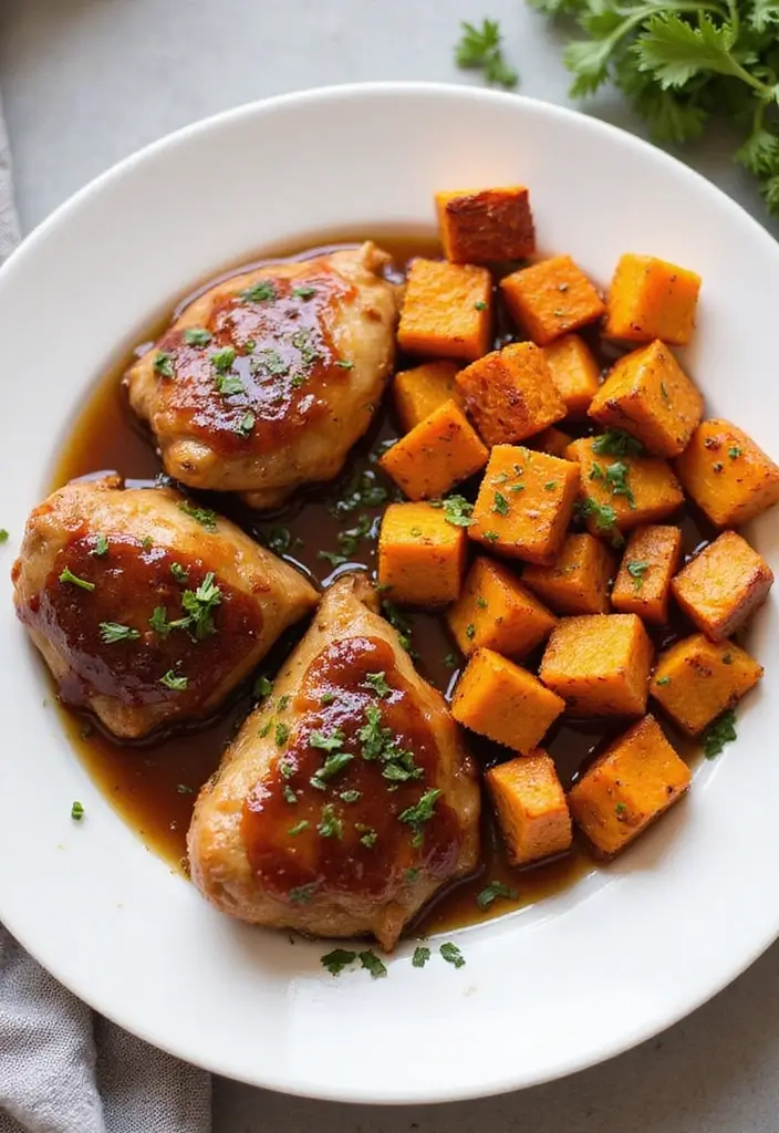 29 Honey Soy Chicken Thighs Recipes That Are Savory & Tender 13 29 Honey Soy Chicken Thighs Recipes That Are Savory & Tender - 12. Honey Soy Chicken Thighs with Sweet Potatoes