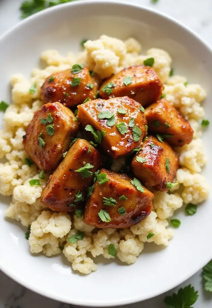 29 Honey Soy Chicken Thighs Recipes That Are Savory & Tender 21 29 Honey Soy Chicken Thighs Recipes That Are Savory & Tender - 20. Honey Soy Chicken Thighs with Cauliflower Rice