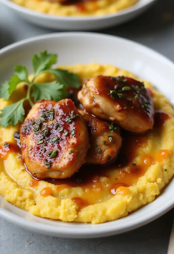 29 Honey Soy Chicken Thighs Recipes That Are Savory & Tender 27 29 Honey Soy Chicken Thighs Recipes That Are Savory & Tender - 26. Honey Soy Chicken Thighs with Cheesy Polenta