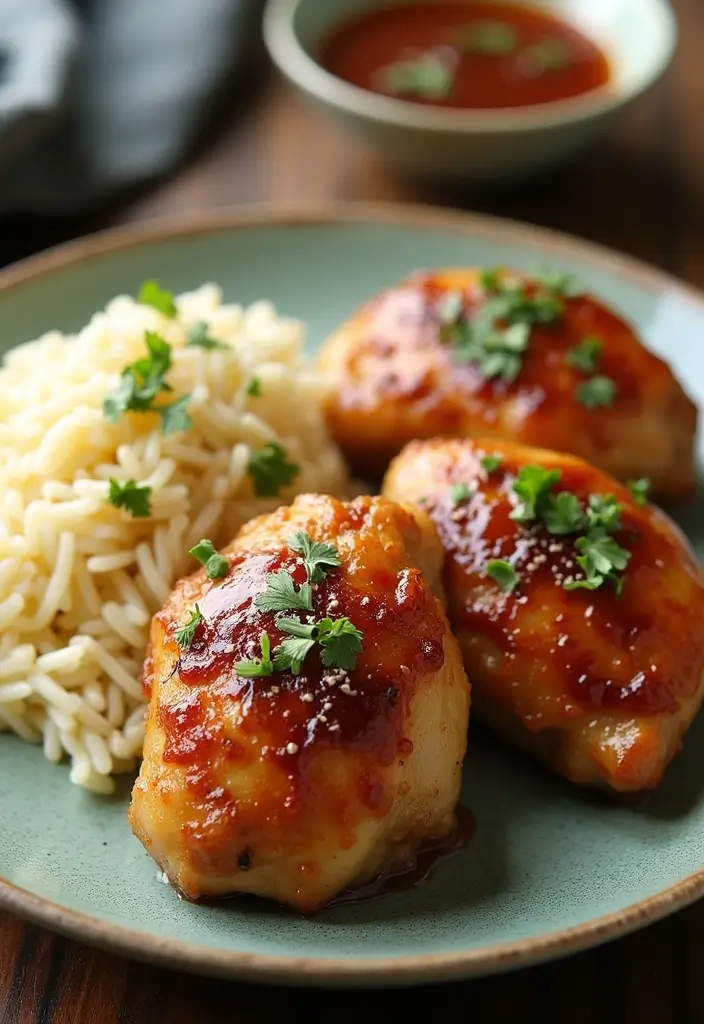 29 Honey Soy Chicken Thighs Recipes That Are Savory & Tender 10 29 Honey Soy Chicken Thighs Recipes That Are Savory & Tender - 9. Baked Honey Soy Chicken Thighs with Garlic Rice