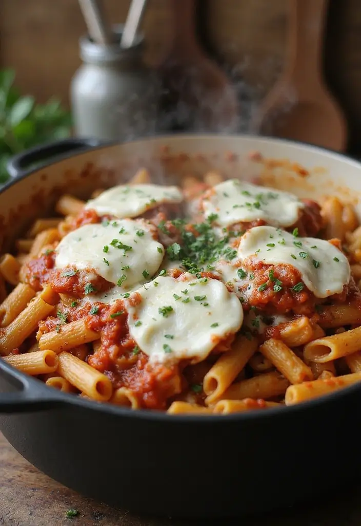 29 One Pot Chicken Parmesan Pasta Recipes That Are Cheesy & Perfect 2 29 One Pot Chicken Parmesan Pasta Recipes That Are Cheesy & Perfect - 1. Classic One Pot Chicken Parmesan Pasta