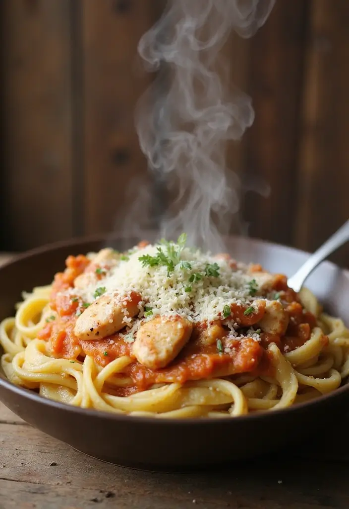 29 One Pot Chicken Parmesan Pasta Recipes That Are Cheesy & Perfect 15 29 One Pot Chicken Parmesan Pasta Recipes That Are Cheesy & Perfect - 14. One Pot Garlic Chicken Parmesan Pasta