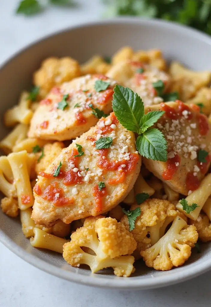 29 One Pot Chicken Parmesan Pasta Recipes That Are Cheesy & Perfect 24 29 One Pot Chicken Parmesan Pasta Recipes That Are Cheesy & Perfect - 23. One Pot Chicken Parmesan Pasta with Cauliflower