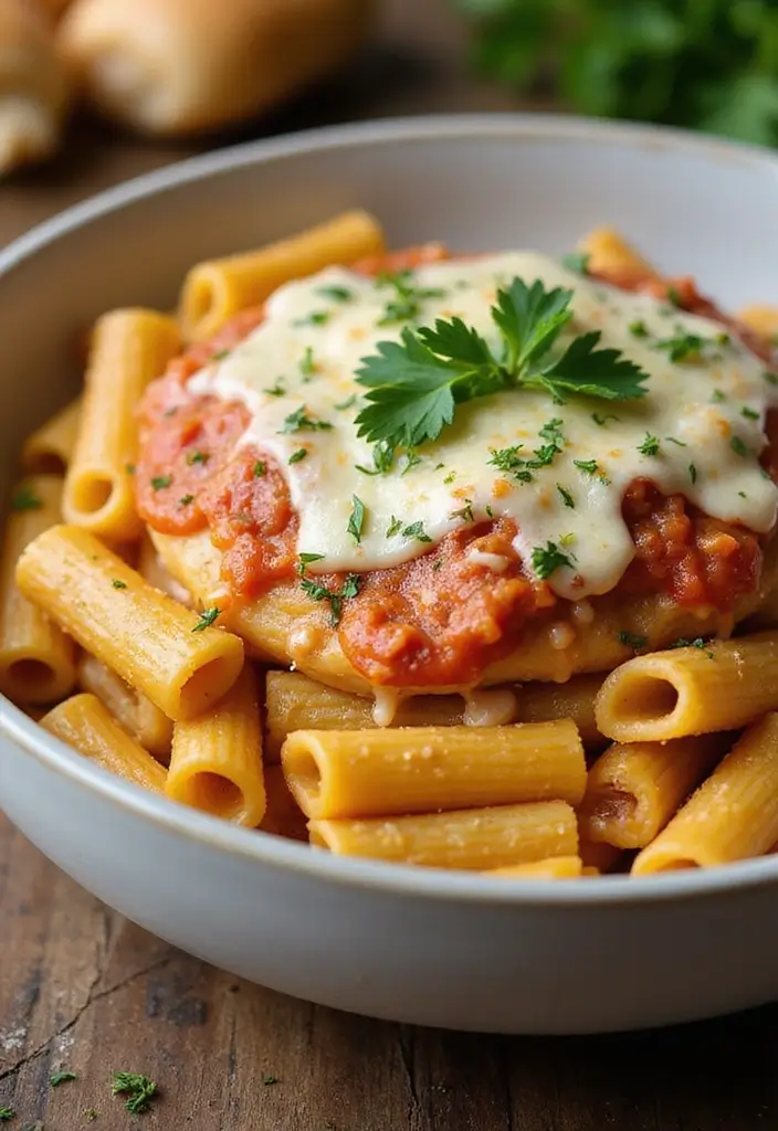 29 One Pot Chicken Parmesan Pasta Recipes That Are Cheesy & Perfect 4 29 One Pot Chicken Parmesan Pasta Recipes That Are Cheesy & Perfect - 3. Creamy One Pot Chicken Parmesan Pasta