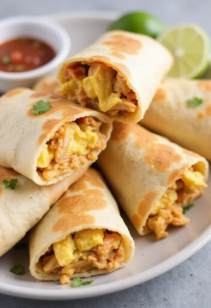 29 Shredded Chicken Breast Recipes That Are Versatile & Juicy - 17. Shredded Chicken Breakfast Burritos
