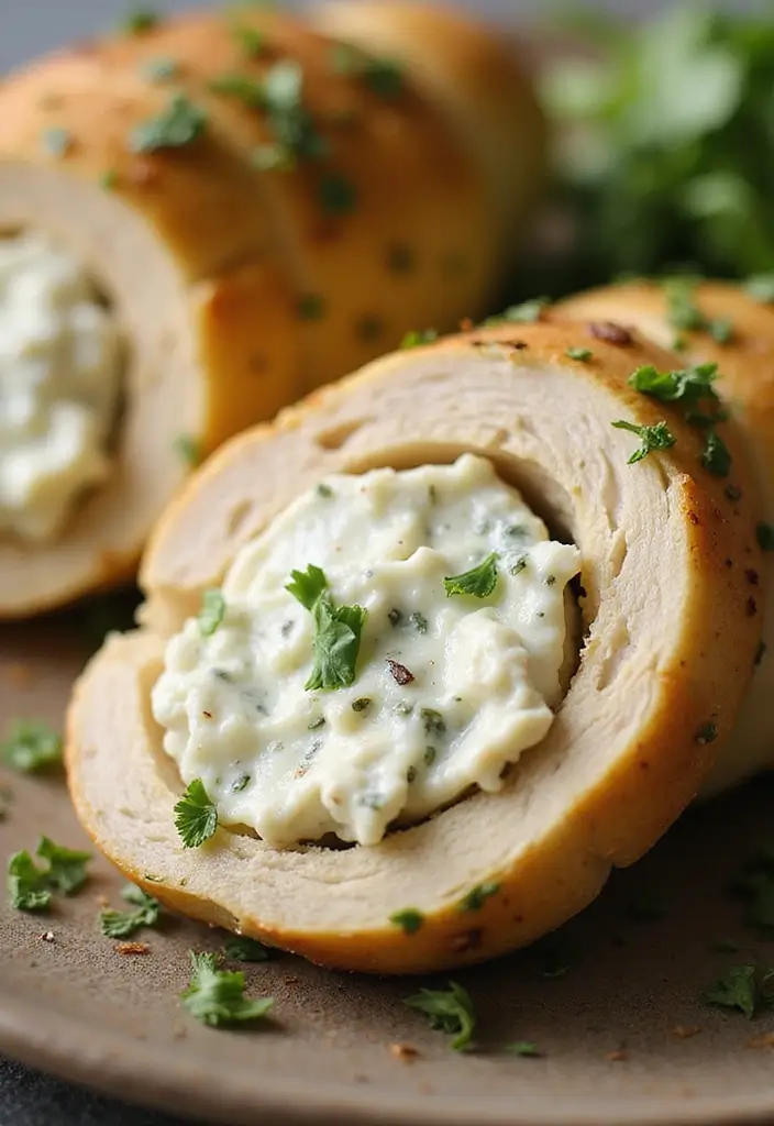 29 Stuffed Chicken Breast with Stuffing Recipes That Are Festive & Cozy - 1. Herb and Garlic Cream Cheese Stuffed Chicken