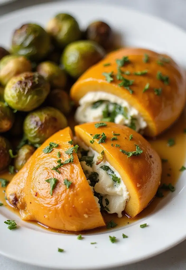 29 Stuffed Chicken Breast with Stuffing Recipes That Are Festive & Cozy - 11. Pumpkin and Ricotta Stuffed Chicken