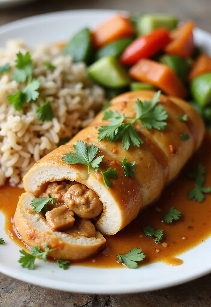 29 Stuffed Chicken Breast with Stuffing Recipes That Are Festive & Cozy - 13. Thai Peanut Butter Stuffed Chicken