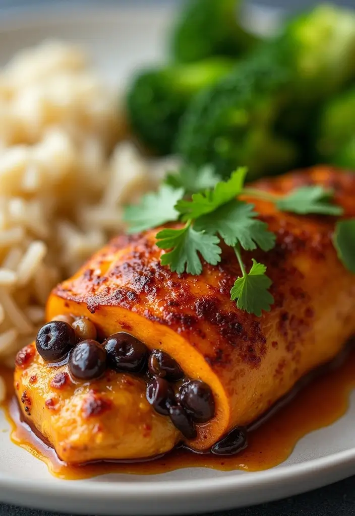 29 Stuffed Chicken Breast with Stuffing Recipes That Are Festive & Cozy - 18. Sweet Potato and Black Bean Stuffed Chicken