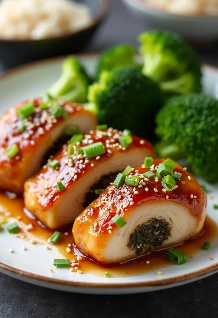 29 Stuffed Chicken Breast with Stuffing Recipes That Are Festive & Cozy - 23. Teriyaki Stuffed Chicken Breast