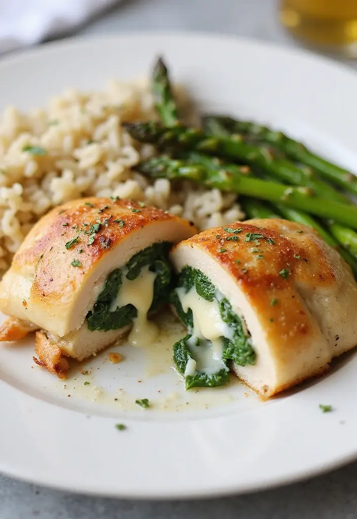 29 Stuffed Chicken Breast with Stuffing Recipes That Are Festive & Cozy - 24. Stuffed Chicken with Cheese and Spinach