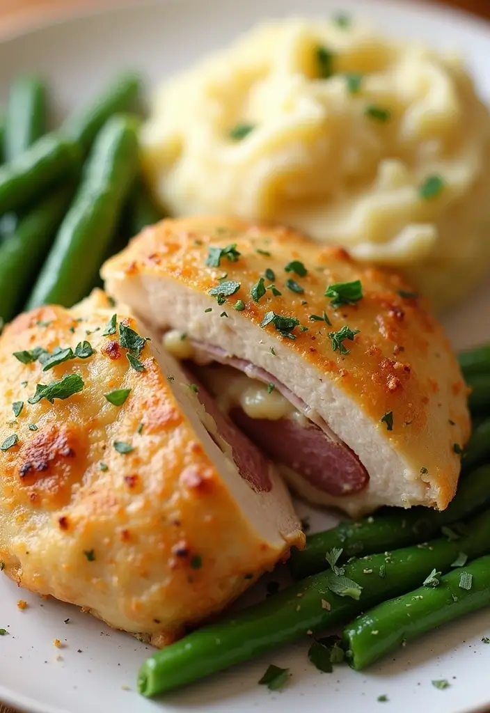 29 Stuffed Chicken Breast with Stuffing Recipes That Are Festive & Cozy - 25. Stuffed Chicken with Ham and Cheese