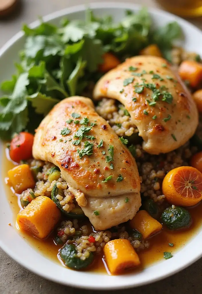 29 Stuffed Chicken Breast with Stuffing Recipes That Are Festive & Cozy - 27. Stuffed Chicken with Roasted Vegetables