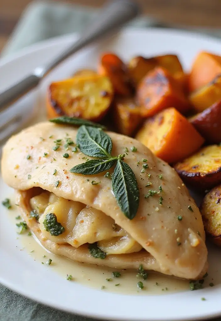 29 Stuffed Chicken Breast with Stuffing Recipes That Are Festive & Cozy - 3. Apple and Sage Stuffed Chicken Breast