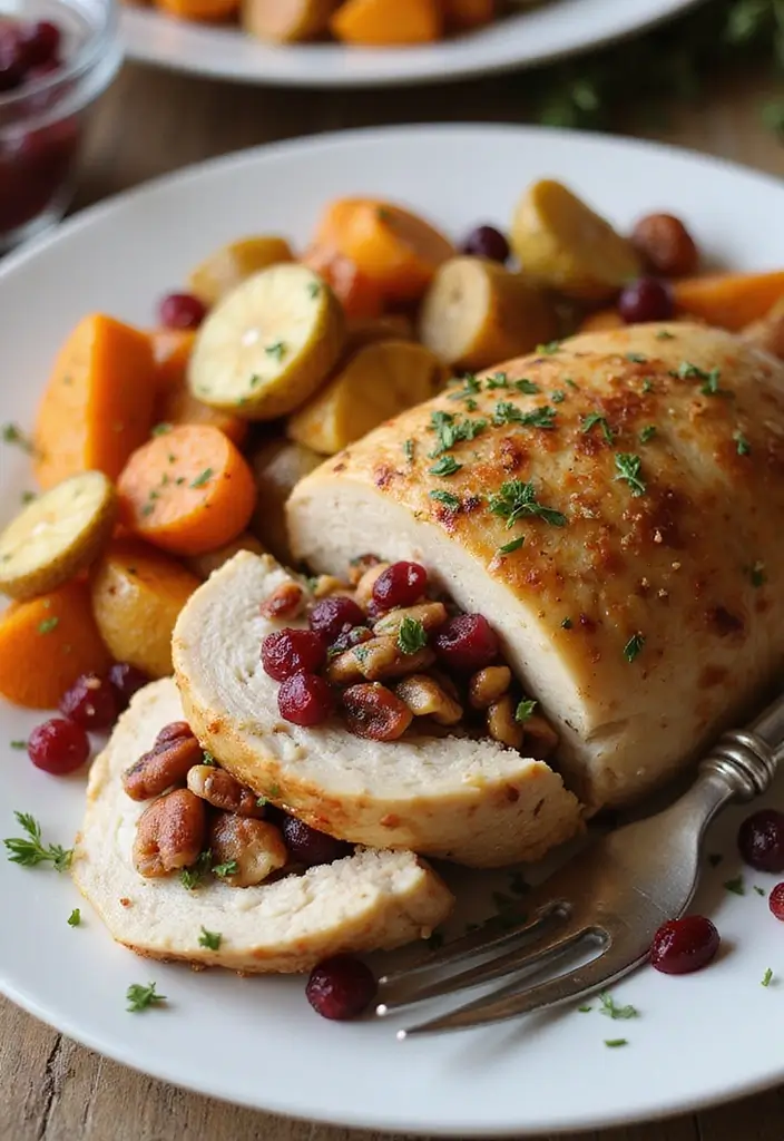 29 Stuffed Chicken Breast with Stuffing Recipes That Are Festive & Cozy - 4. Cranberry and Pecan Stuffed Chicken