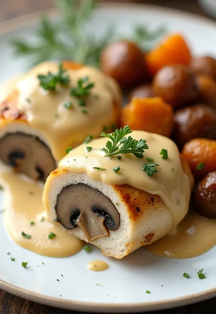 29 Stuffed Chicken Breast with Stuffing Recipes That Are Festive & Cozy - 5. Mushroom and Swiss Stuffed Chicken