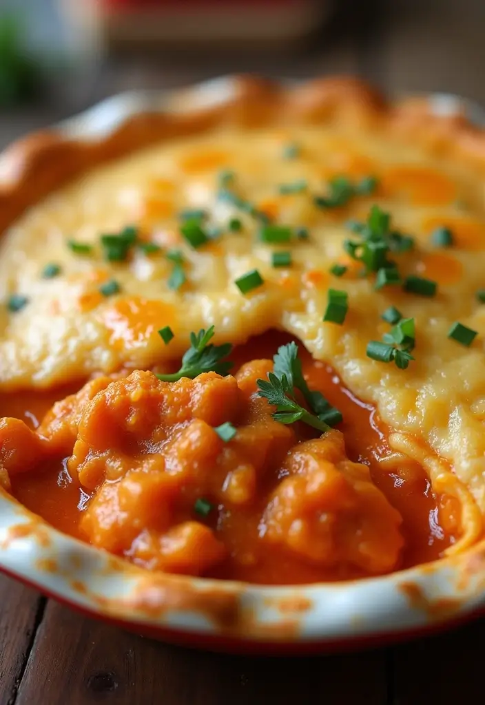 30 Bisquick Chicken Pot Pie Recipes That Are Family Favorites - 14. Buffalo Chicken Bisquick Pot Pie