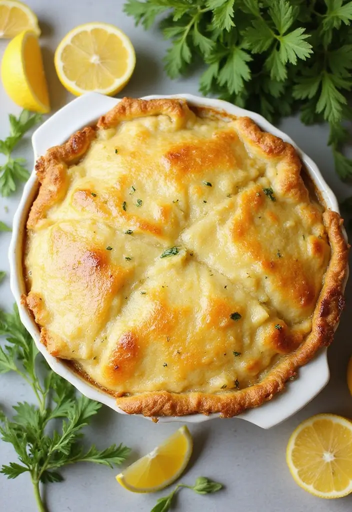 30 Bisquick Chicken Pot Pie Recipes That Are Family Favorites - 25. Lemon Herb Chicken Bisquick Pot Pie