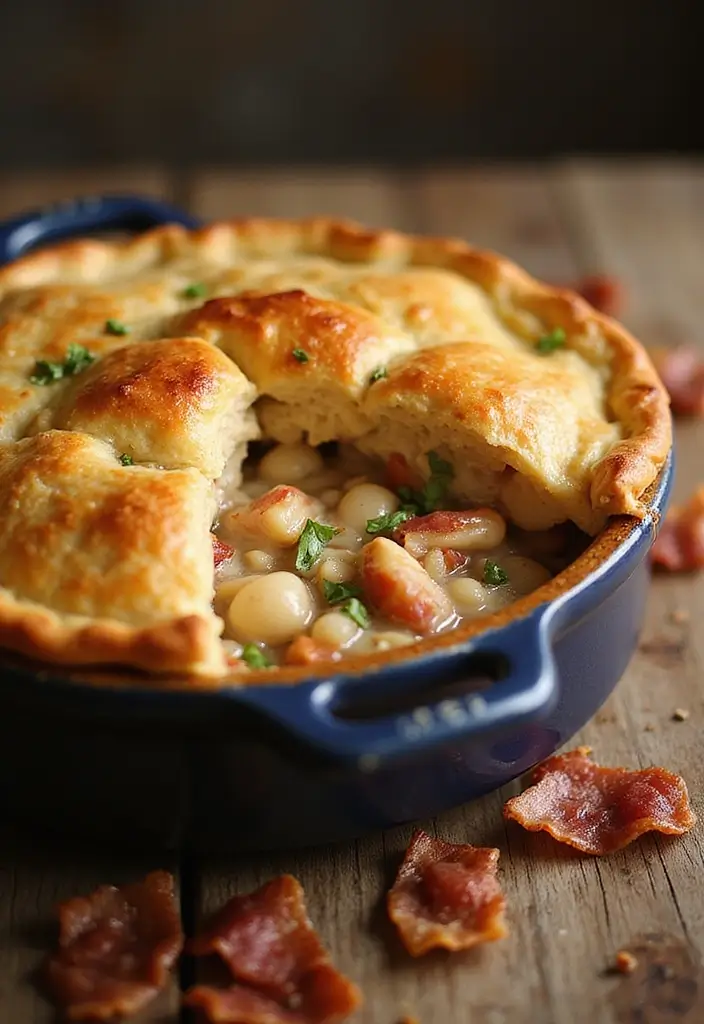 30 Bisquick Chicken Pot Pie Recipes That Are Family Favorites - 27. Bacon and Chicken Bisquick Pot Pie