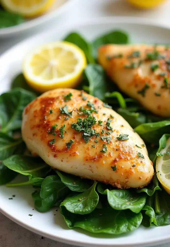 30 Chicken Dinner Recipes: Healthy and Full of Flavor - 17. Lemon Garlic Chicken with Spinach