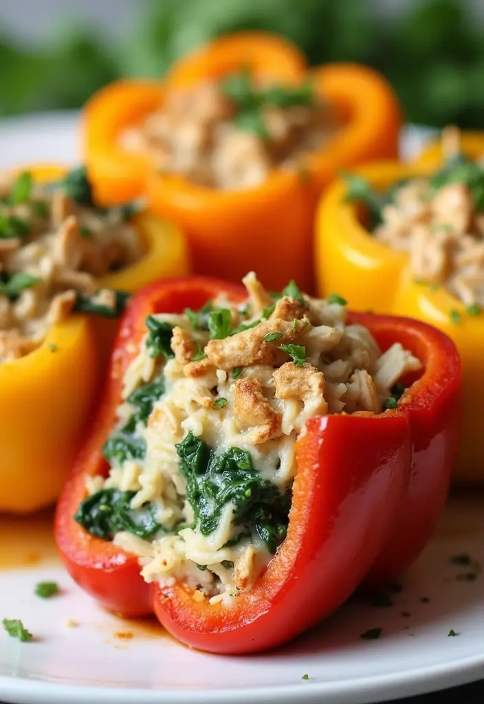 30 Chicken Dinner Recipes: Healthy and Full of Flavor - 24. Chicken and Spinach Stuffed Peppers