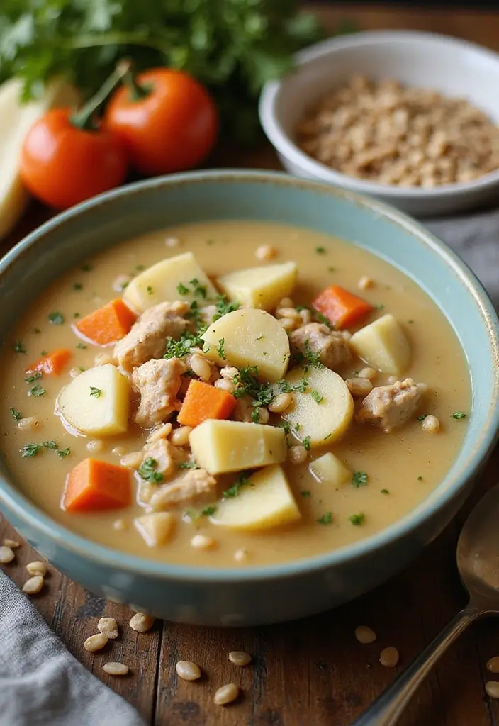 30 Chicken Potato Soup Crockpot Recipes That Are Cozy & Creamy 21 30 Chicken Potato Soup Crockpot Recipes That Are Cozy & Creamy - 20. Chicken Potato Soup with Barley