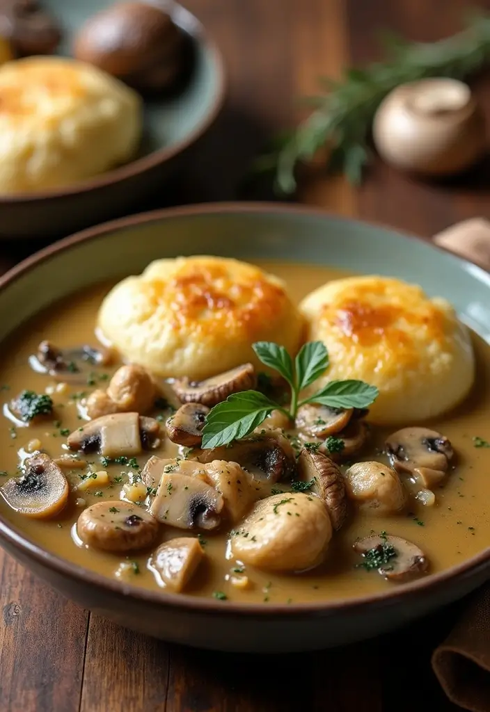 30 Chicken Stew with Dumplings Recipes That Are Old-Fashioned Delicious - 21. Creamy Mushroom Chicken Stew with Parmesan Dumplings