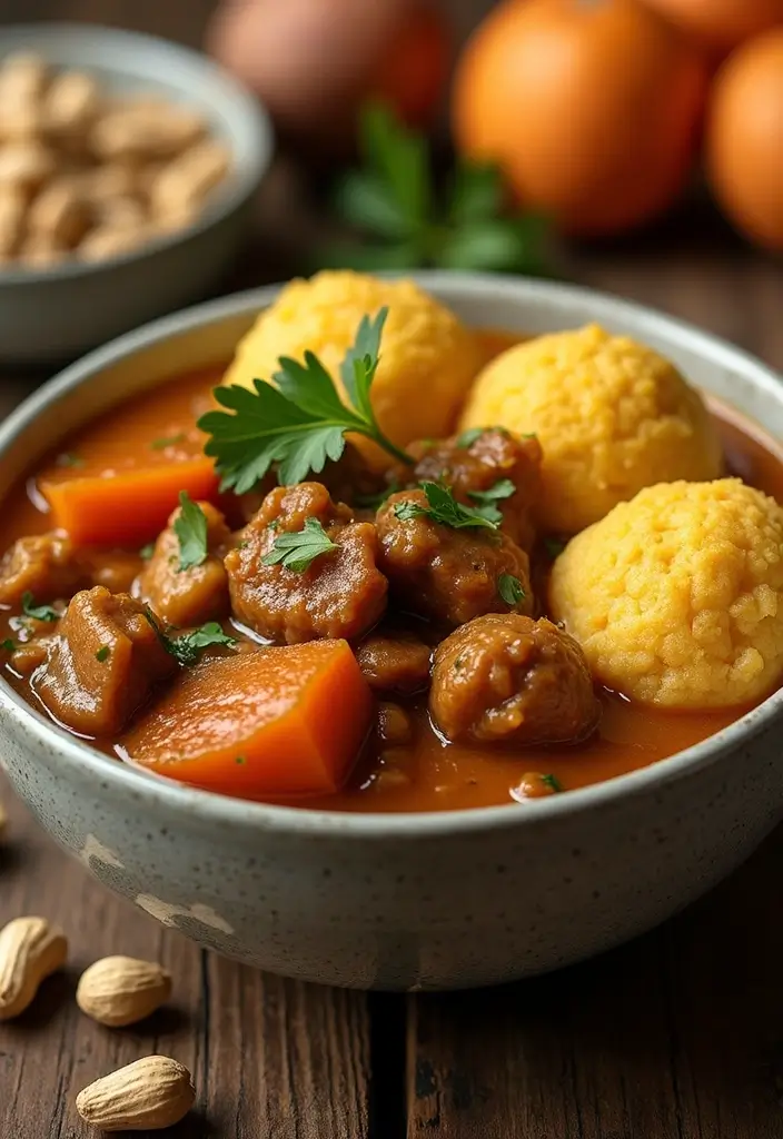 30 Chicken Stew with Dumplings Recipes That Are Old-Fashioned Delicious - 25. Peanut Stew Chicken with Yam Dumplings