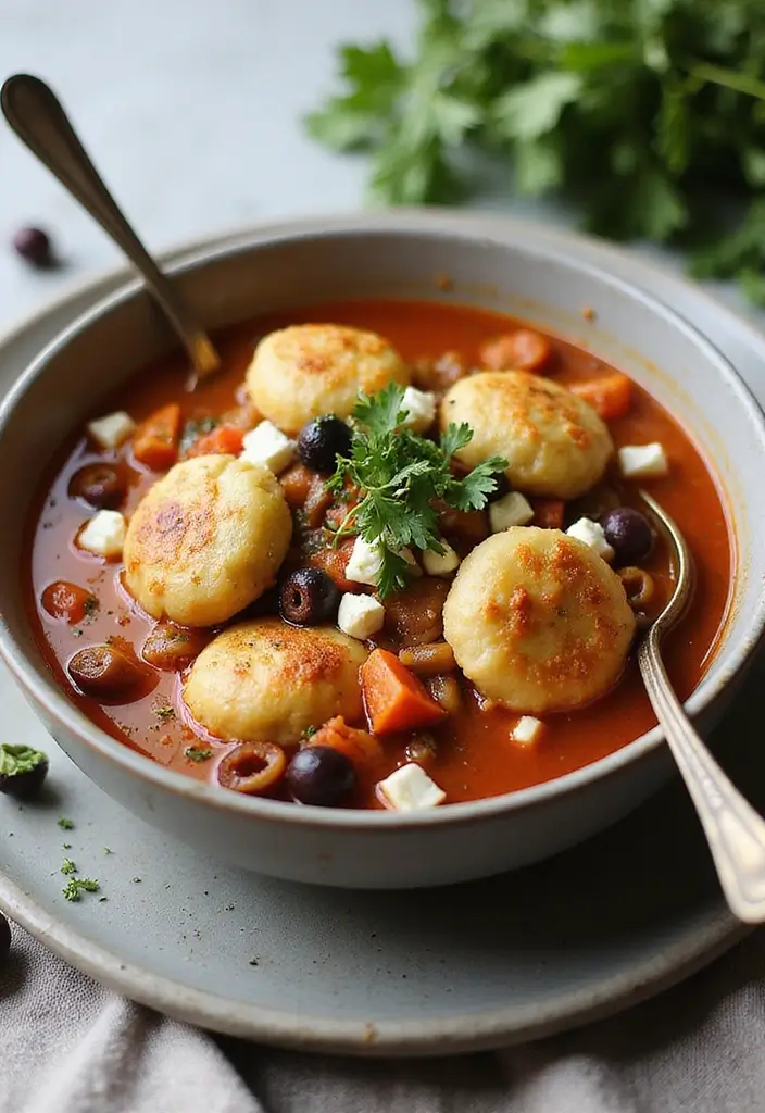 30 Chicken Stew with Dumplings Recipes That Are Old-Fashioned Delicious - 7. Mediterranean Chicken Stew with Feta Dumplings