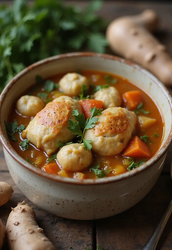30 Chicken Stew with Dumplings Recipes That Are Old-Fashioned Delicious - 9. Rustic Chicken Stew with Root Vegetable Dumplings