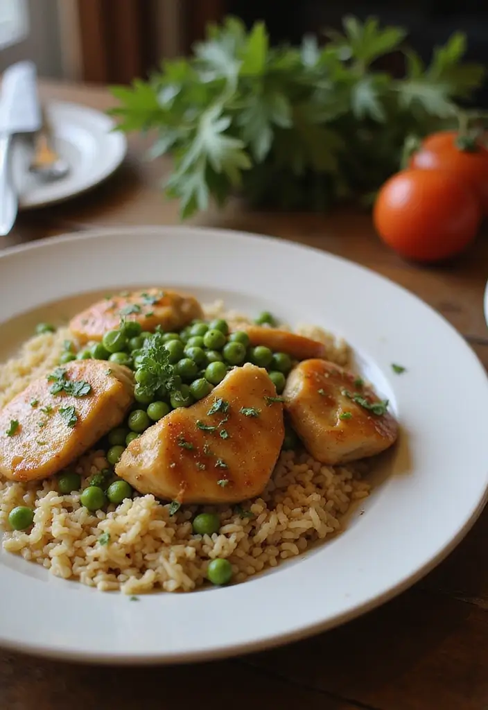 30 Garlic Chicken and Rice Recipes That Are Flavor-Packed Comfort 25 30 Garlic Chicken and Rice Recipes That Are Flavor-Packed Comfort - 24. Garlic Chicken and Rice with Peas