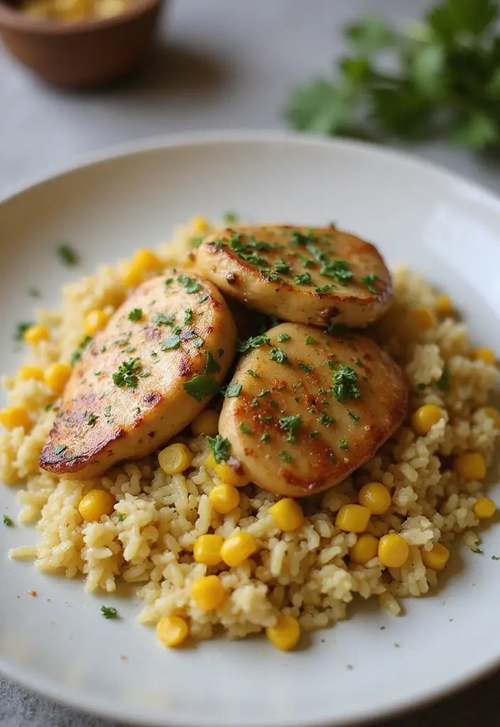 30 Garlic Chicken and Rice Recipes That Are Flavor-Packed Comfort 29 30 Garlic Chicken and Rice Recipes That Are Flavor-Packed Comfort - 28. Garlic Chicken and Rice with Corn