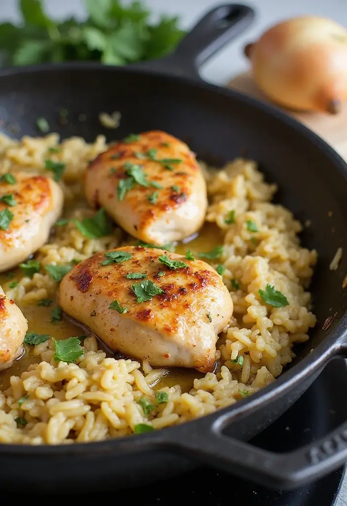 30 Garlic Chicken and Rice Recipes That Are Flavor-Packed Comfort 4 30 Garlic Chicken and Rice Recipes That Are Flavor-Packed Comfort - 3. Garlic Butter Chicken and Rice Skillet