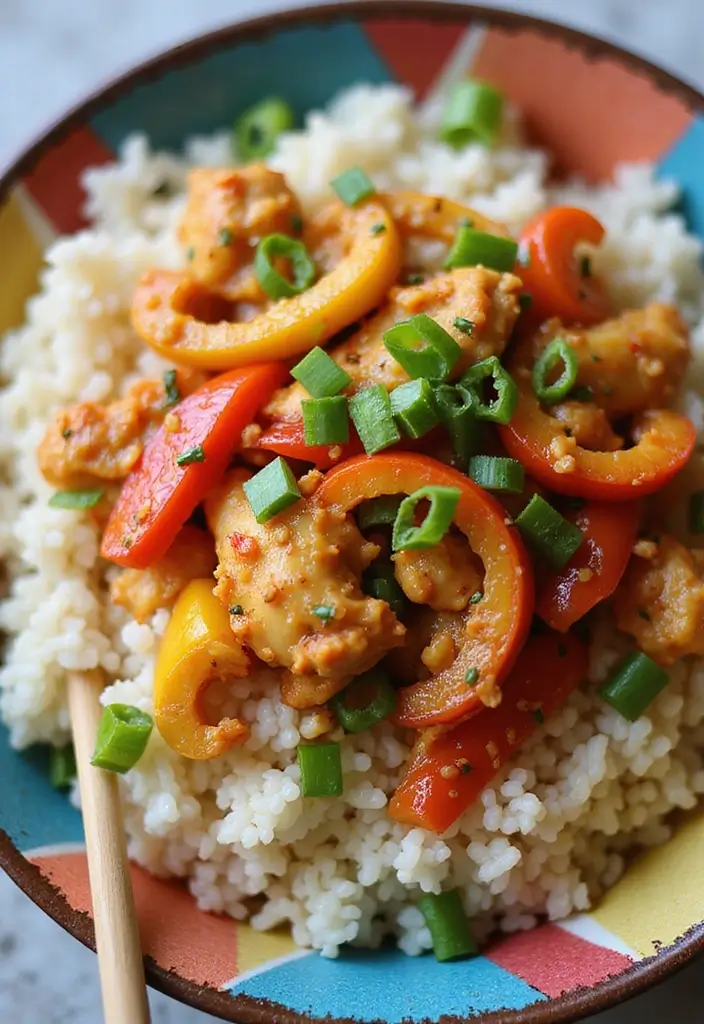 30 Garlic Chicken and Rice Recipes That Are Flavor-Packed Comfort 6 30 Garlic Chicken and Rice Recipes That Are Flavor-Packed Comfort - 5. Spicy Garlic Chicken and Rice Bowl