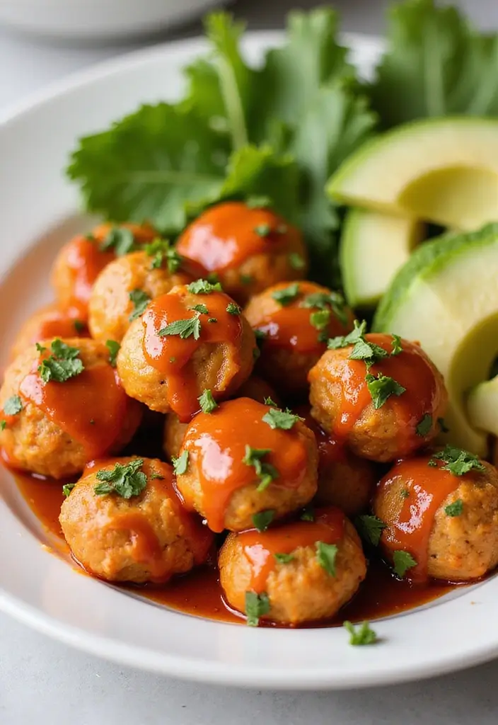 30 Healthy Buffalo Chicken Recipes That Are Clean & Delicious 7 30 Healthy Buffalo Chicken Recipes That Are Clean & Delicious - 6. Clean Eating Buffalo Chicken Meatballs