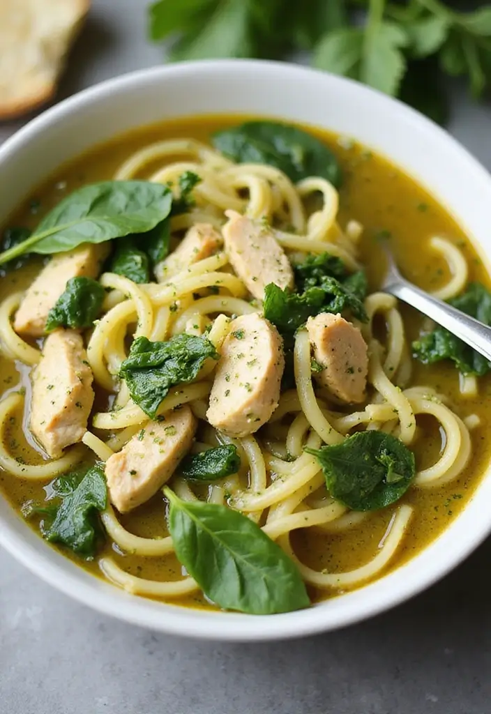 30 Homestyle Chicken Noodle Soup Recipes That Feel Like Grandma’s - 13. Pesto Chicken Noodle Soup