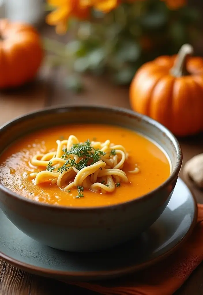 30 Homestyle Chicken Noodle Soup Recipes That Feel Like Grandma’s - 24. Pumpkin Chicken Noodle Soup