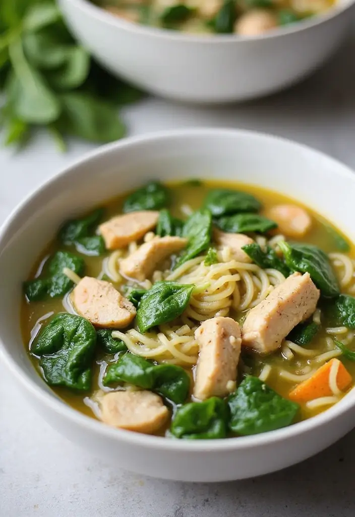 30 Homestyle Chicken Noodle Soup Recipes That Feel Like Grandma’s - 8. Spinach and Chicken Noodle Soup