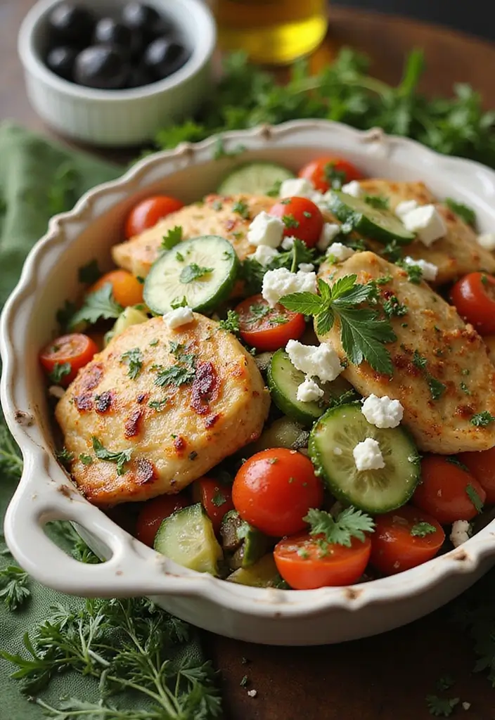 30 Hot Chicken Salad Casserole Recipes That Feel Retro & Delicious - 5. Greek Chicken Salad Casserole