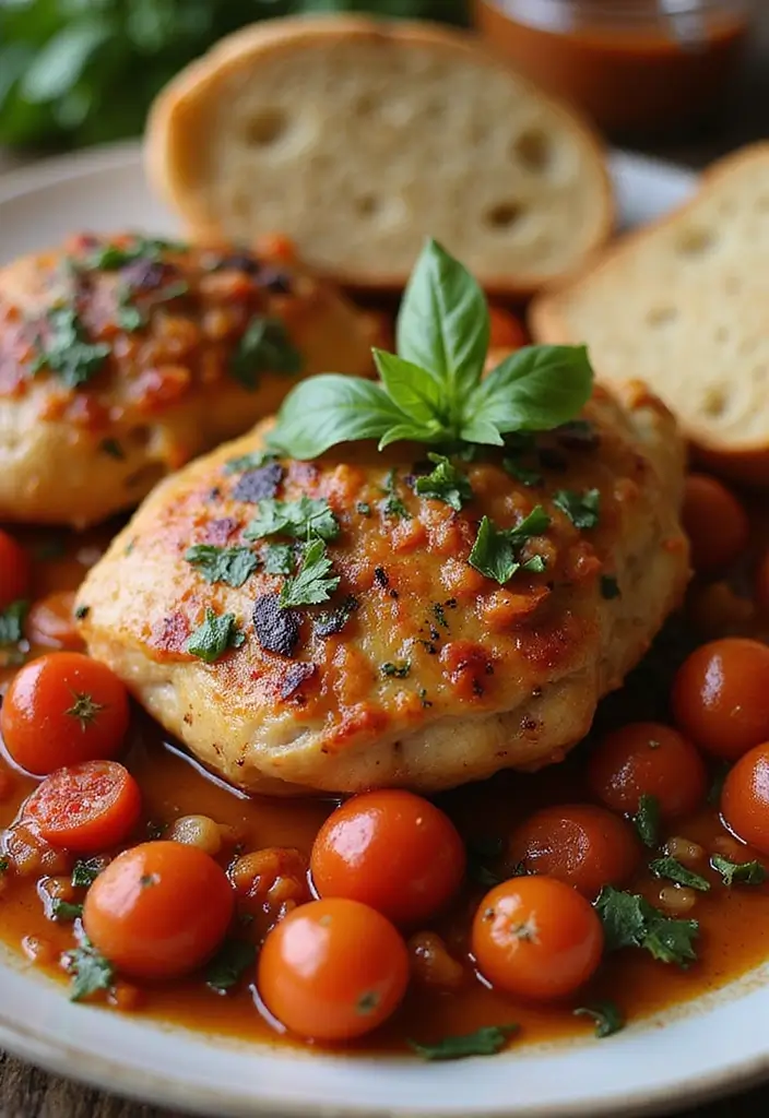 30 How to Cook Chicken Thighs Recipes That Stay Moist & Crispy - 26. Tomato Basil Chicken Thighs