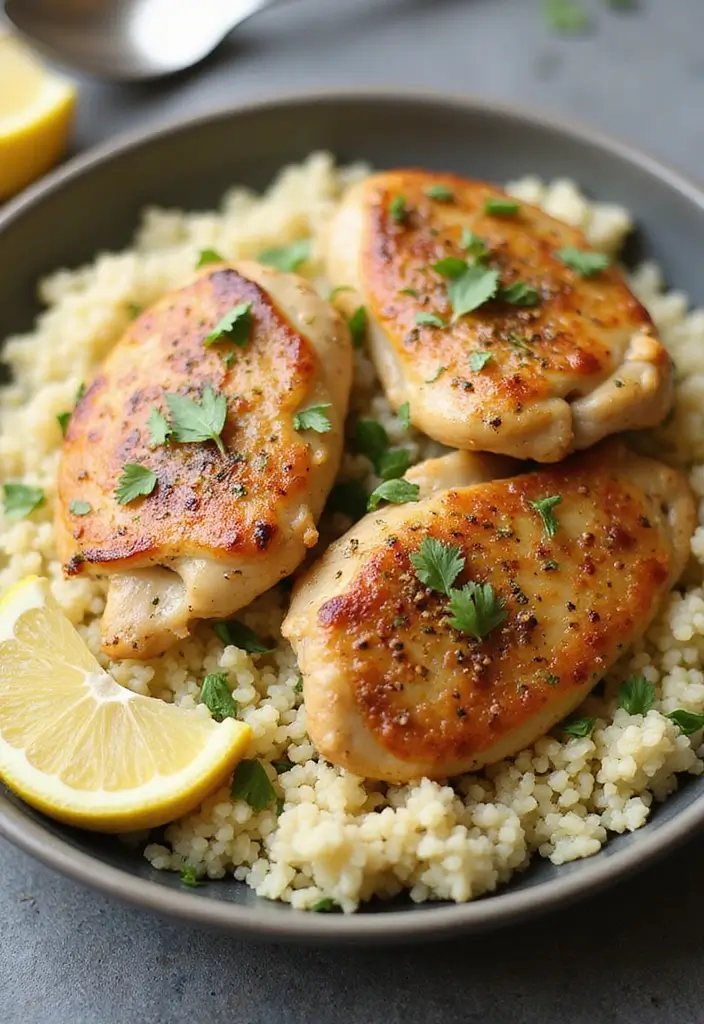 30 Lemon Pepper Chicken Thighs Recipes That Are Quick & Tasty - 11. Lemon Pepper Chicken Thighs with Couscous