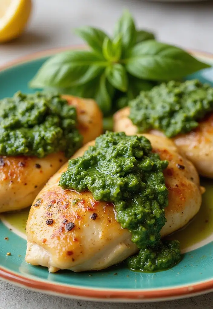 30 Lemon Pepper Chicken Thighs Recipes That Are Quick & Tasty - 12. Lemon Pepper Chicken Thighs with Pesto