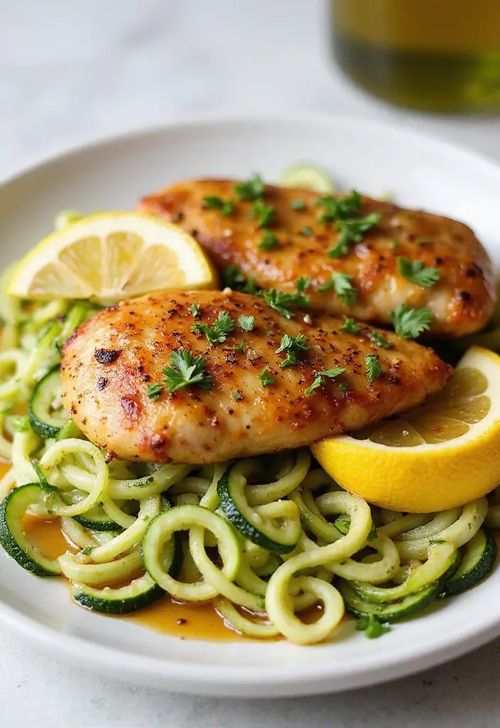 30 Lemon Pepper Chicken Thighs Recipes That Are Quick & Tasty - 17. Lemon Pepper Chicken Thighs with Zucchini Noodles